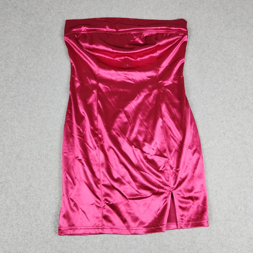 Canton Walker Bodycon Mini Dress Womens Medium Pink Satin Strapless Cocktail